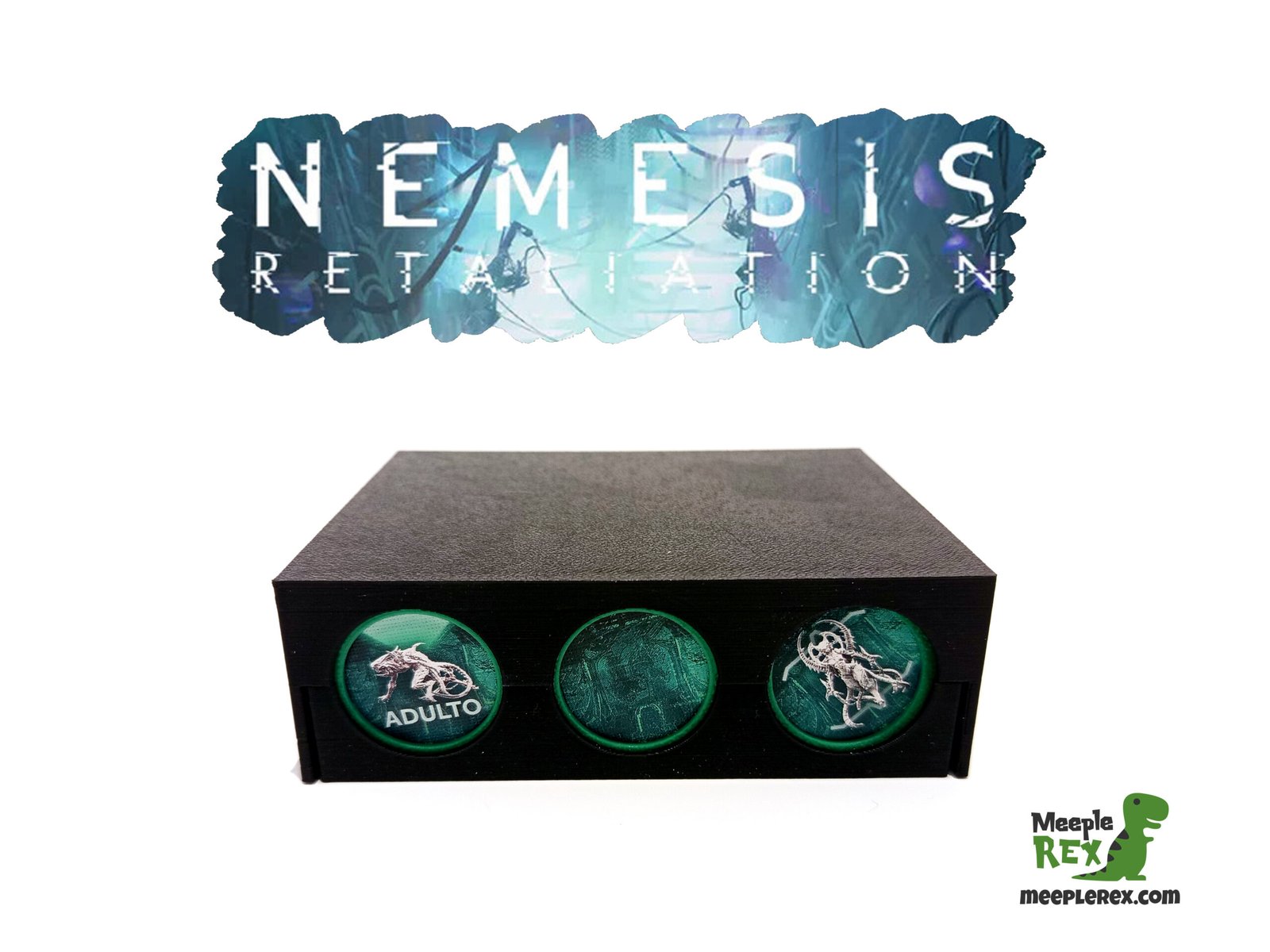 Caja y fundas protectoras para los tokens de intruso Némesis Represalia